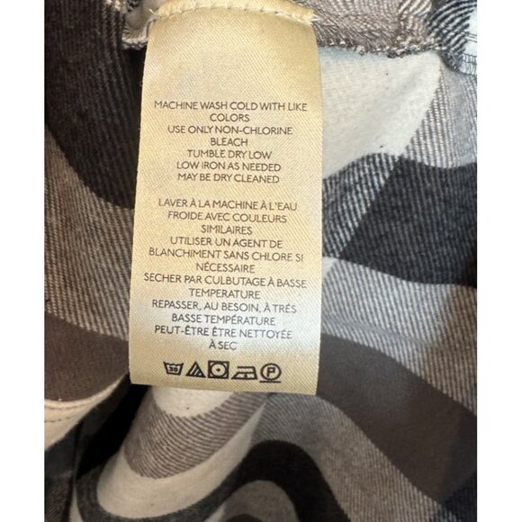 Free People M We The Free Izzie Cargo Shirt Shacket Flannel Plaid Black/Cream - Picture 7 of 11